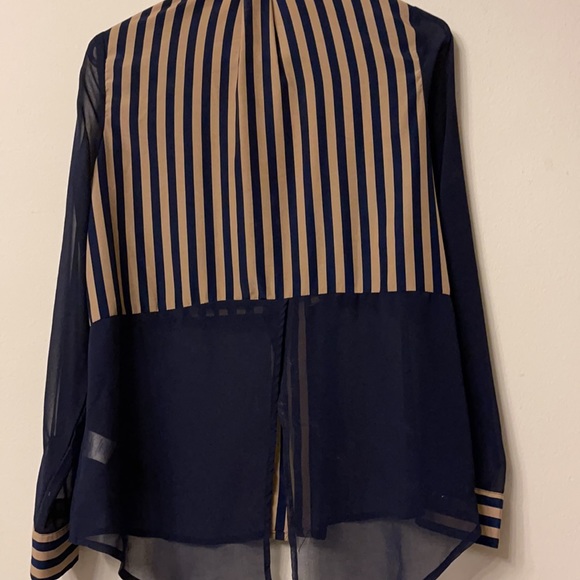 Navy tan work blouse - Picture 5 of 6